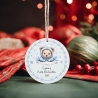 Personalisierte Weihnachtskugel Baby, Erstes Weihnachten 2025, Bär Design, 7 cm, Individuell mit Name, Blau