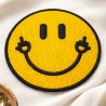 Smiley Mittelfinger Aufnäher gelb, runder Aufnäher, Bügelpatch