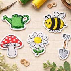 Frühlings Aufnäher Set, Garten Thema Gestickte Aufnäher 6-7 cm