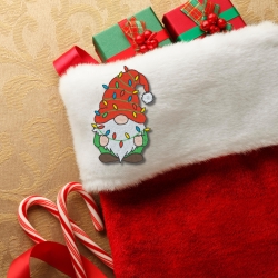 Weihnachtszwerg Aufnäher: Gestickte Weihnachtsapplikation mit Lichtern