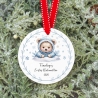 Personalisierte Weihnachtskugel Baby, Erstes Weihnachten 2025, Bär Design, 7 cm, Individuell mit Name, Blau