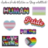 Pride Aufnäher: Rainbow Pixel Heart Aufnäher - 5 cm