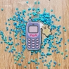 Retro Aufnäher | Y2K Handy Applikation: Bestickter 90s Style Anhänger mit Teddybär-Anhänger