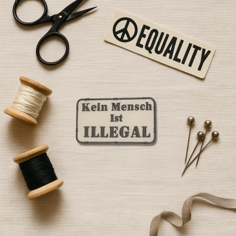 Kein Mensch ist illegal Aufnäher: Menschrecht, Politisch, Aufbügler