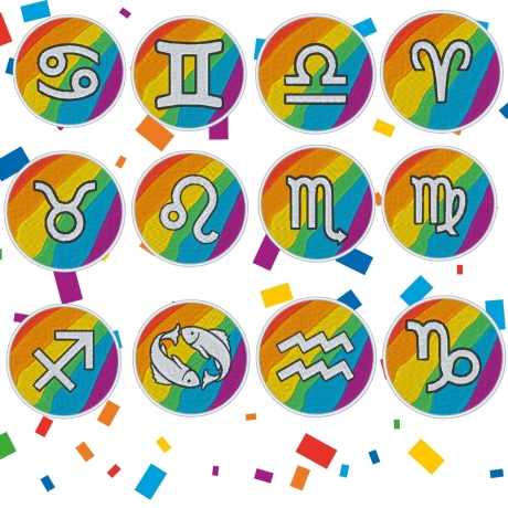Pride Patch: Sternzeichen Regenbogen LGBTQ+ zum Aufnähen und Aufbügeln, 6 cm