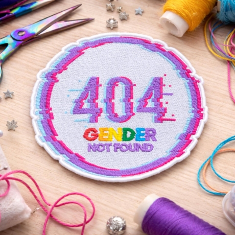 Pride Patch 404 Gender Not schmieden, Regenbogen Aufnäher, gesticktes Abzeichen