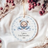 Personalisierte Weihnachtskugel Baby, Erstes Weihnachten 2025, Bär Design, 7 cm, Individuell mit Name, Blau
