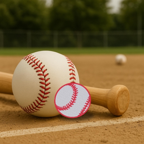 Baseball Patch: Rundes Bügelbild für Sportfans (7 cm)