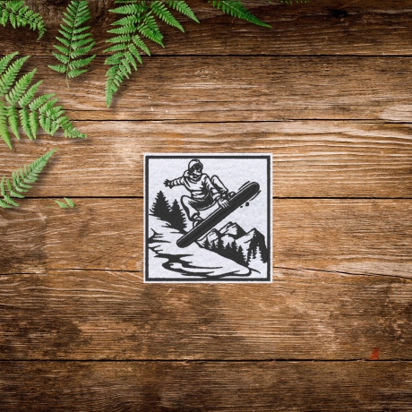 Gestickter Snowboard Aufnäher: Wintersport Applikation - 8 cm