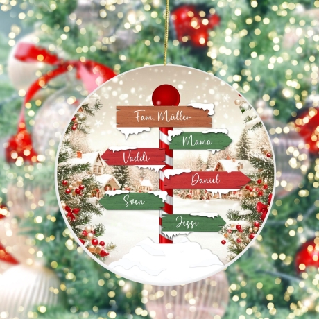 Familie Weihnachten benutzerdefinierte Ornament | Bis zu 9 Namen | Personalisierte Urlaub Dekor