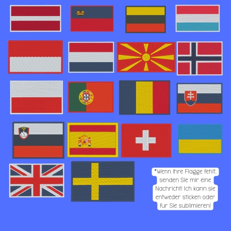 Europäische Länder Flagge Patch, Deutschland, UK, Irland gestickte Aufbügler