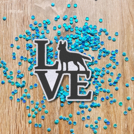 Hunde Aufnäher: Gestickte Silhouette Applikation, Farben anpassbar