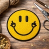 Smiley Mittelfinger Aufnäher gelb, runder Aufnäher, Bügelpatch