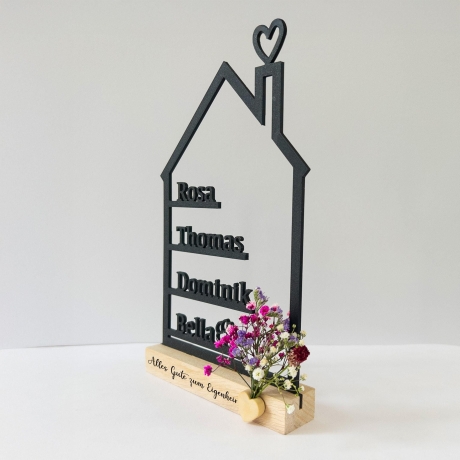 Personalisiertes Familienschild Haus Line Art 3D Druck mit Namen 