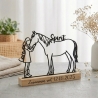 Personalisiertes Pferd Line Art 3D Druck mit Namen Reiterin Geschenkidee Pferdebesitzer Deko Holzsockel Geschenk Reiterhof Mädchen Frau