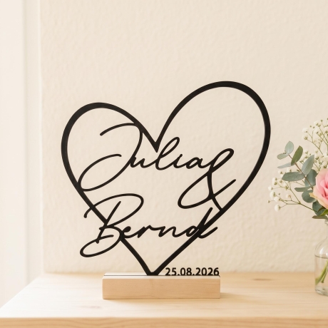 Personalisiertes Geschenk zur Hochzeit&Jahrestag|Herz Aufsteller 