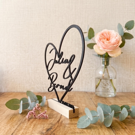 Personalisiertes Geschenk zur Hochzeit&Jahrestag|Herz Aufsteller 