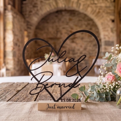Personalisiertes Geschenk zur Hochzeit&Jahrestag|Herz Aufsteller 