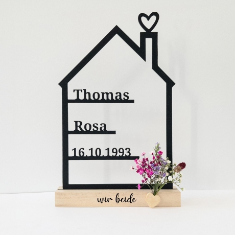 Personalisiertes Familienschild Haus Line Art 3D Druck mit Namen 