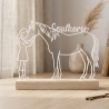 Personalisiertes Pferd Line Art 3D Druck mit Namen Reiterin Geschenkidee Pferdebesitzer Deko Holzsockel Geschenk Reiterhof Mädchen Frau