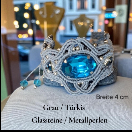 Makramee Armband mit Strassstein