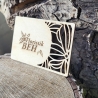 Personalisierbare Visitenkarte aus Holz mit floralem Muster – Einzigartiges Design
