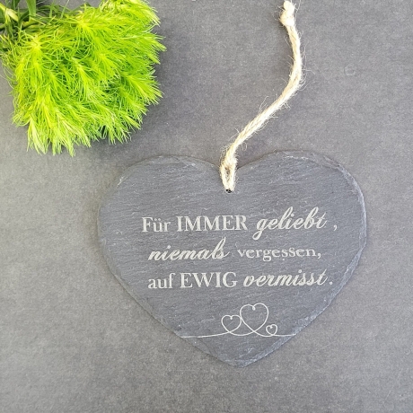 Schieferherz Für immer geliebt - Ewige Erinnerung an die Unvergesslichen