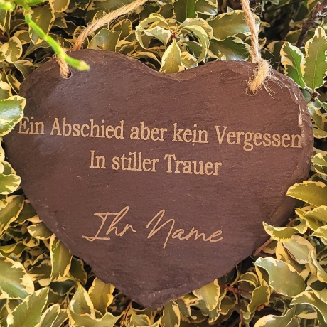 Personalisiertes Schieferherz Ein Abschied aber kein Vergessen - Individuelle Erinnerung für die Ewigkeit