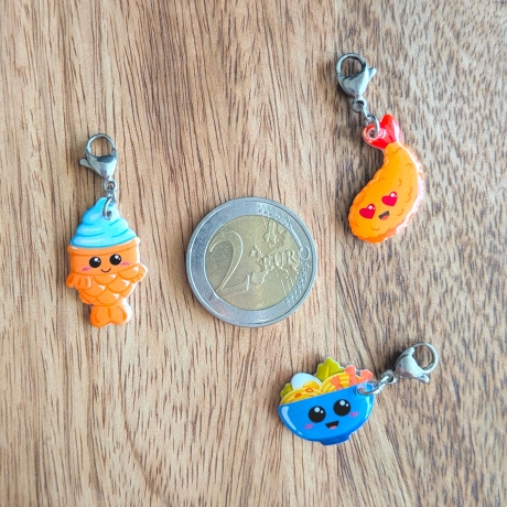 Charms bzw. Anhänger mit Ramen, Sushi, Nigiri, Dumpling und mehr