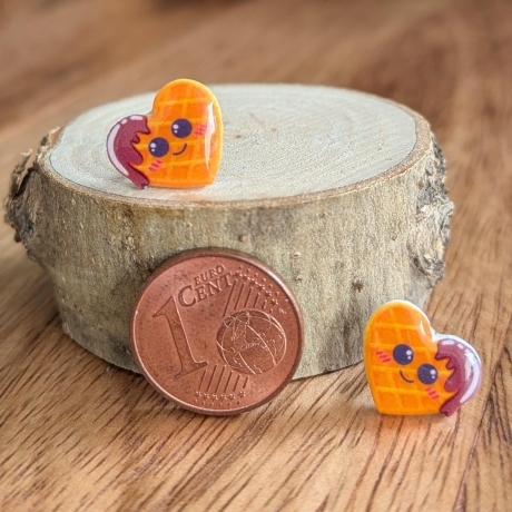 Herzwaffel Ohrringe für Waffel und Schoko Liebhaber