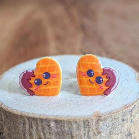 Herzwaffel Ohrringe für Waffel und Schoko Liebhaber