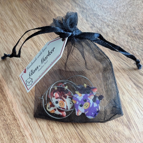 Glasmarker 4er Set Kühe Bauernhof Weinglas Charms