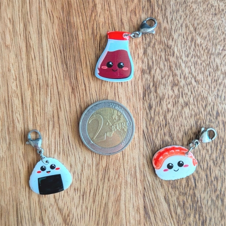 Charms bzw. Anhänger mit Ramen, Sushi, Nigiri, Dumpling und mehr