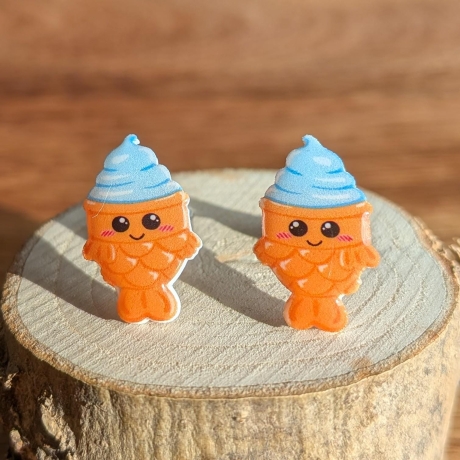 Ohrstecker Taiyaki Japanisches Dessert mit Fisch-Waffel und Eis 