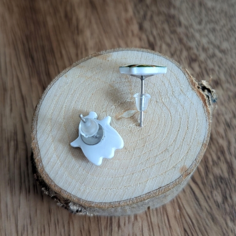 Halloween Ohrstecker Geist mit Hexenhut in blau, lila oder grün