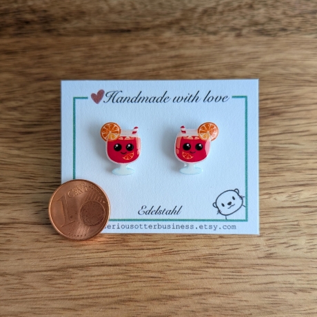 Ohrstecker Spritz in Rot mit Orange perfekt für den Sommer 