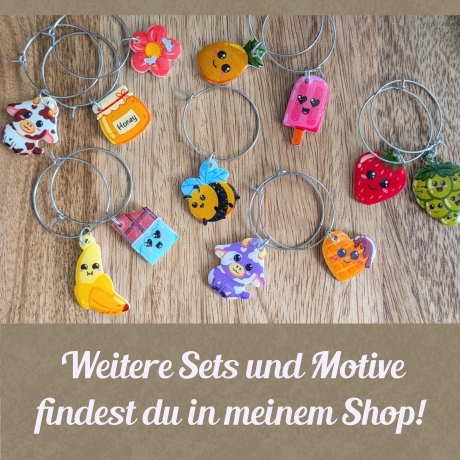 Glasmarker 4er Set Kühe Bauernhof Weinglas Charms
