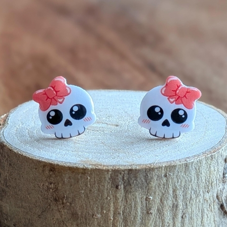 Ohrstecker Dia de los muertos Skelett mit Blumen für Halloween