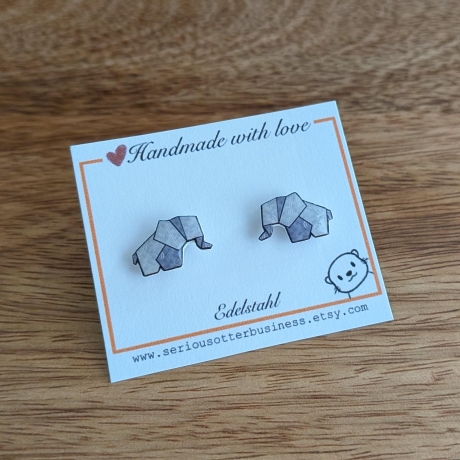 Ohrringe Elefant im Origami Stil mit Edelstahlkomponenten