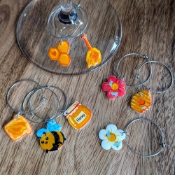 Glasmarker für Naturliebhaber mit Glitzer, Bienen, Honig, Blumen