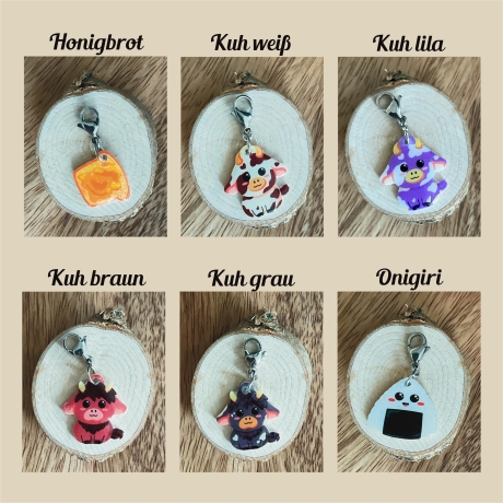 Charms und Anhänger mit Obst, Biene, Waffel, Eis, Kühe und mehr