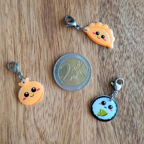Charms bzw. Anhänger mit Ramen, Sushi, Nigiri, Dumpling und mehr