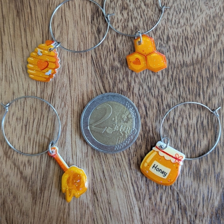 Glasmarker für Naturliebhaber mit Glitzer, Bienen, Honig, Blumen