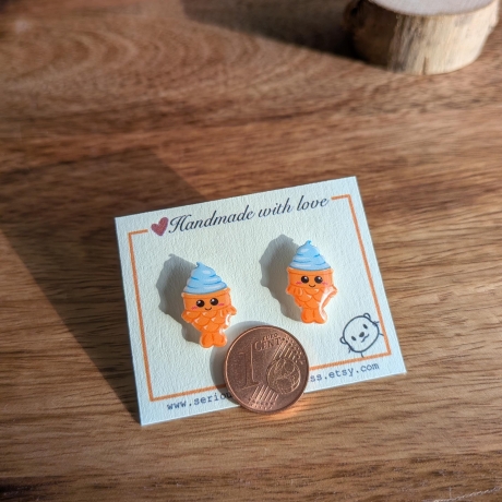 Ohrstecker Taiyaki Japanisches Dessert mit Fisch-Waffel und Eis 