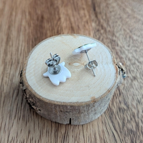 Halloween Ohrstecker Geist mit Hexenhut in blau, lila oder grün