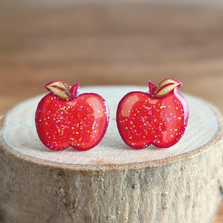 Ohrringe Äpfel wahlweise mit Glitzer für Obst Fans