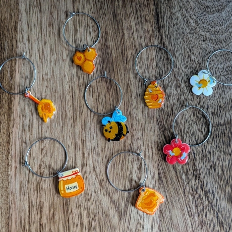 Glasmarker für Naturliebhaber mit Glitzer, Bienen, Honig, Blumen