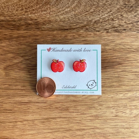 Ohrringe Äpfel wahlweise mit Glitzer für Obst Fans