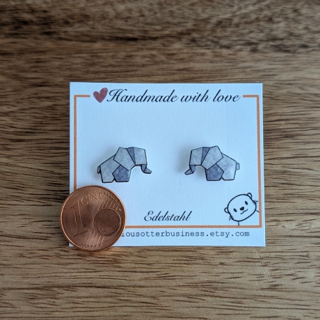 Ohrringe Elefant im Origami Stil mit Edelstahlkomponenten