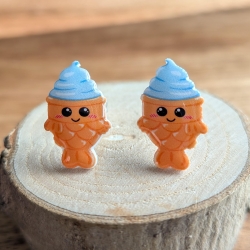 Ohrstecker Taiyaki Japanisches Dessert mit Fisch-Waffel und Eis 